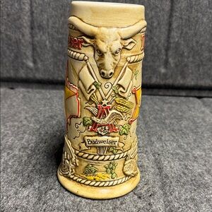 Budweiser Bull Design Stein with Red Accents Vintage 1980 -1990